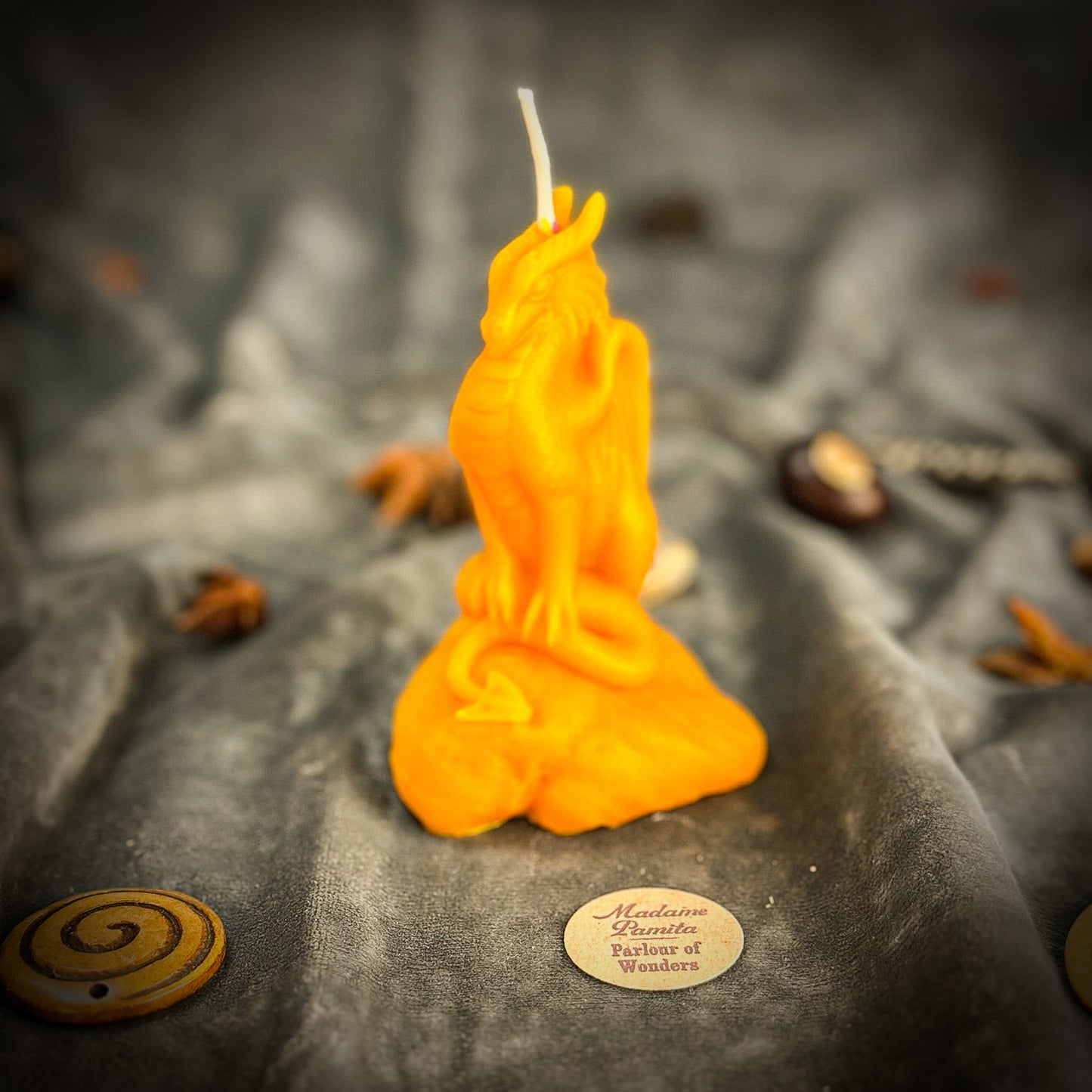 Yellow Beeswax Dragon of Protection Spell Candle