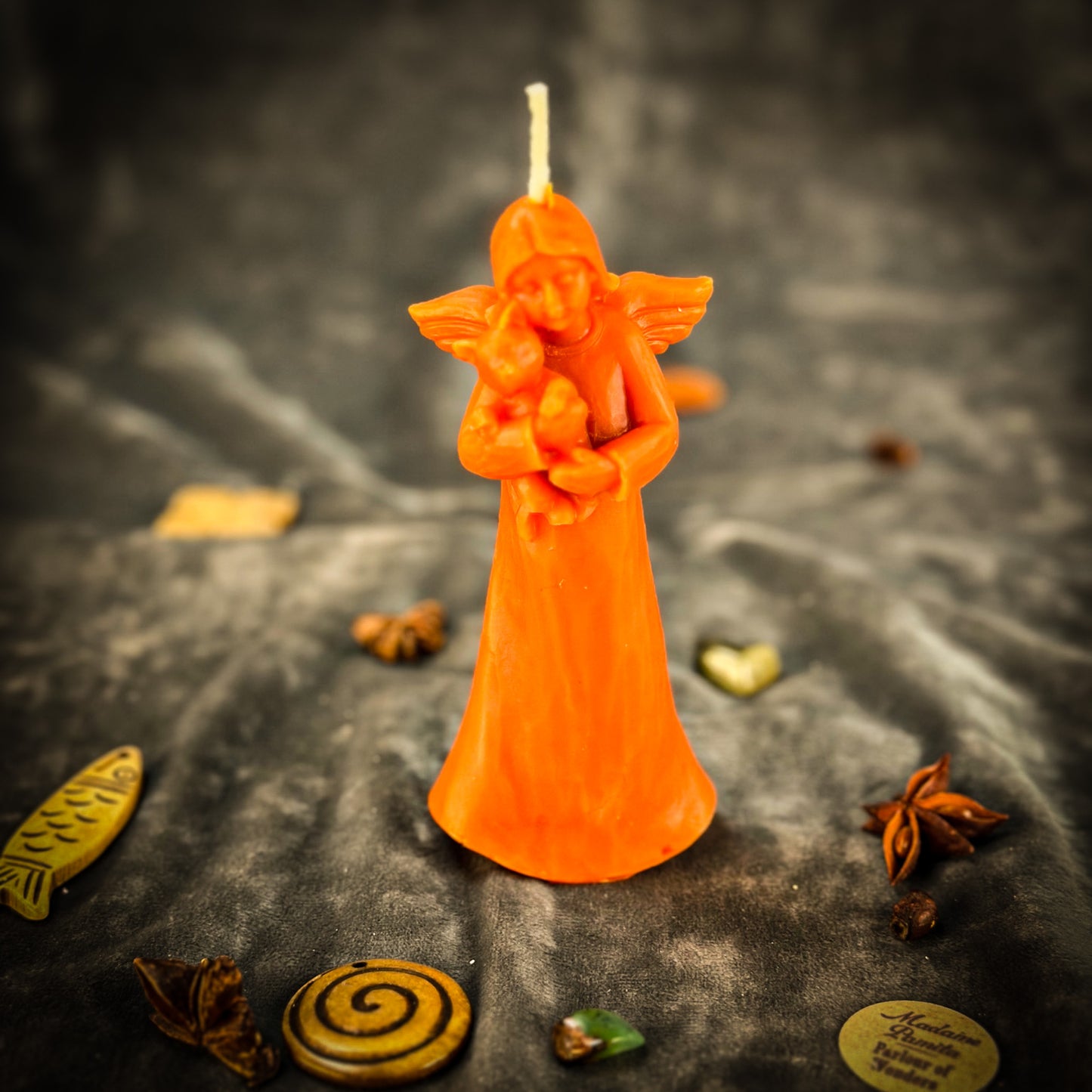 Orange Beeswax Cat Guardian Spirit Spell Candle - Pet Protection & Healing