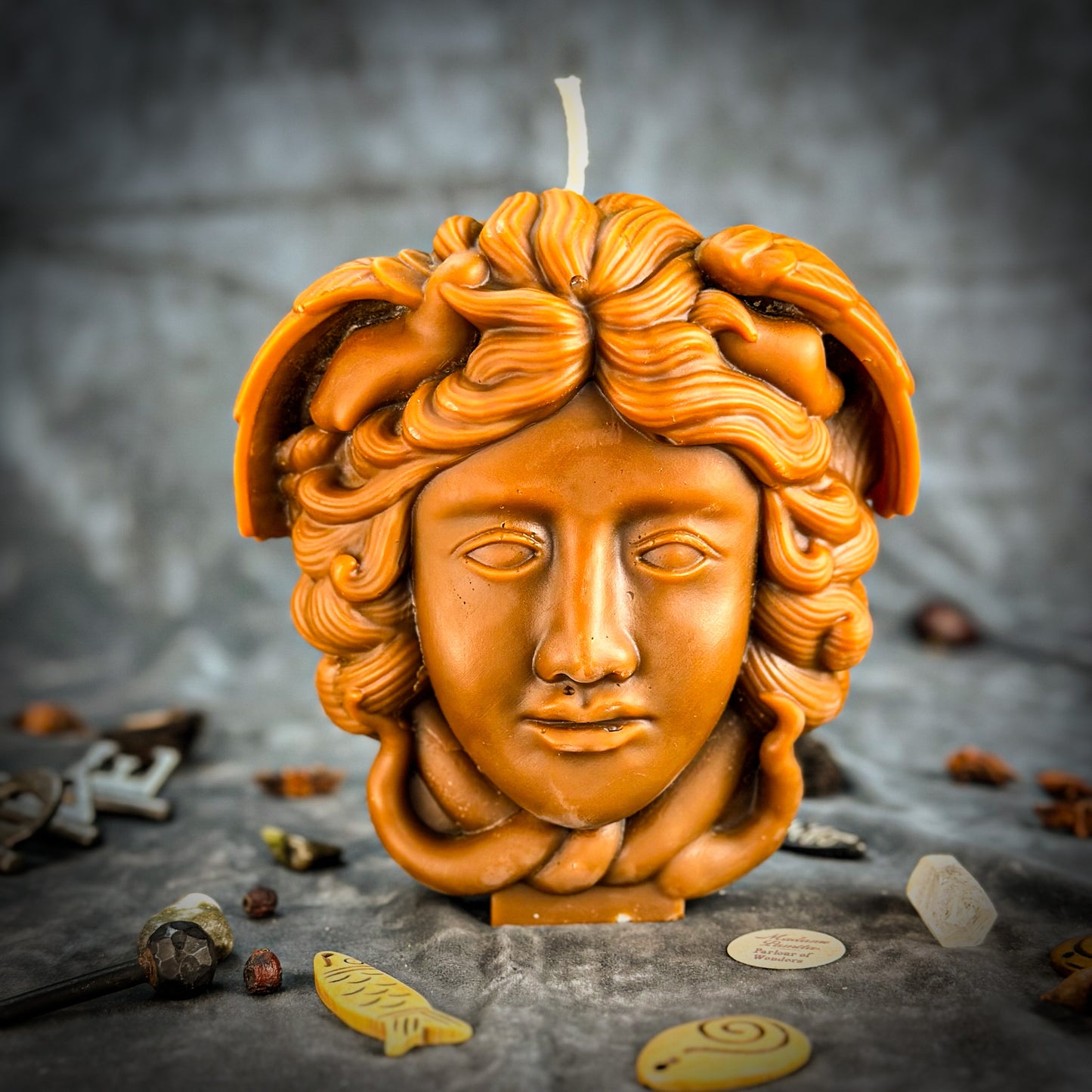Brown Beeswax Magical Medusa Protection Spell Candle