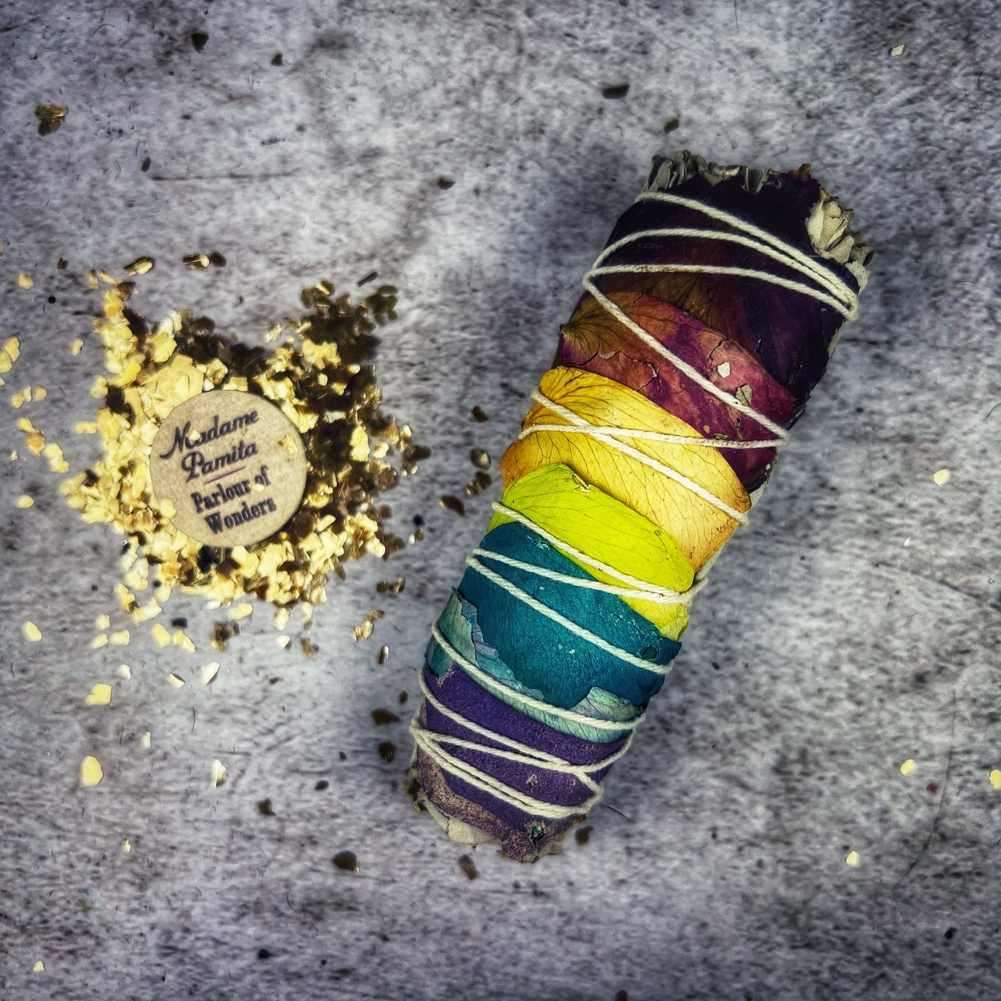 Rainbow Rose Petals + White Sage Smudge