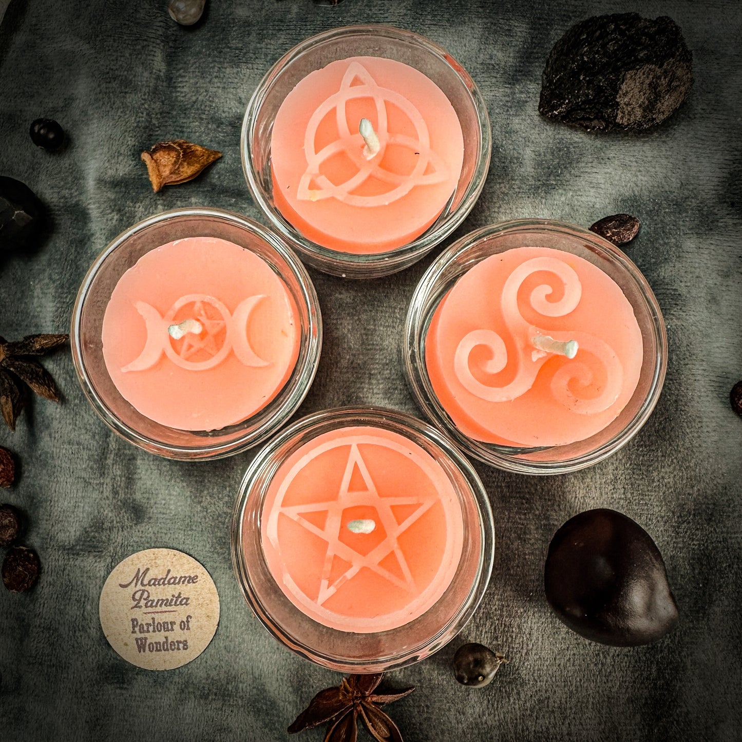 Sacred Symbols Beeswax Tea Light Set
