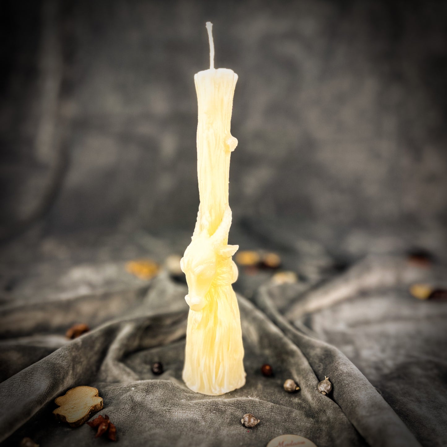 white beeswax sacred goat candle