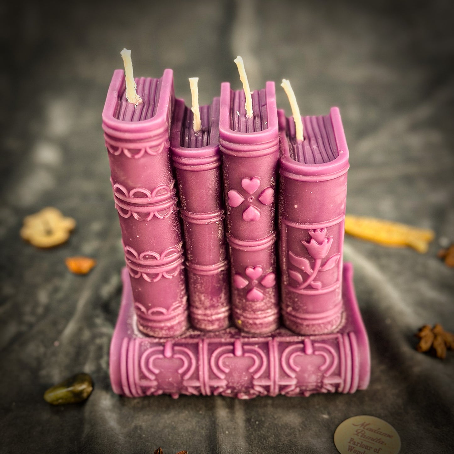 Purple Books Candle