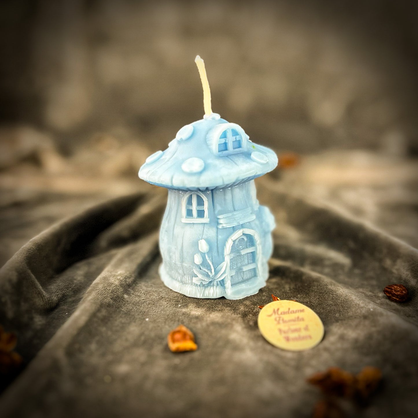 Blue Cleansing Mushroom Fairy Hut Candle