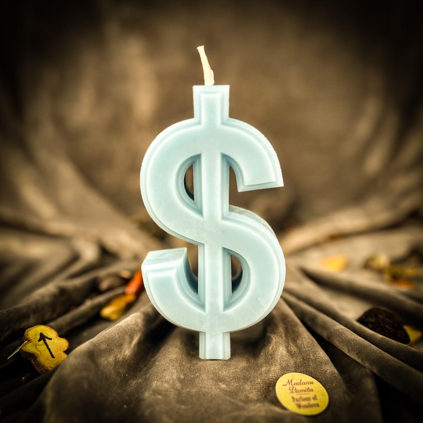 Blue Dollar Sign Candle