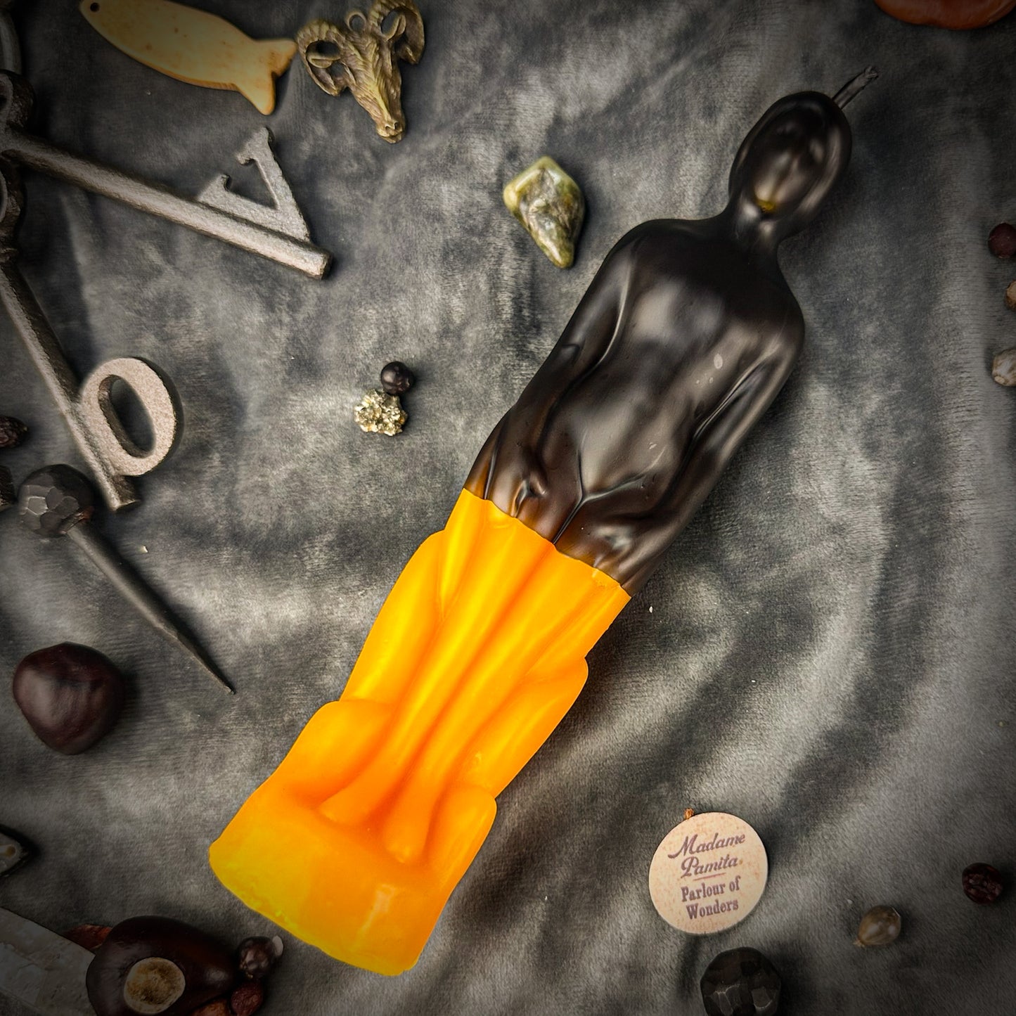 Yellow Beeswax Human Figural Candle Reversing