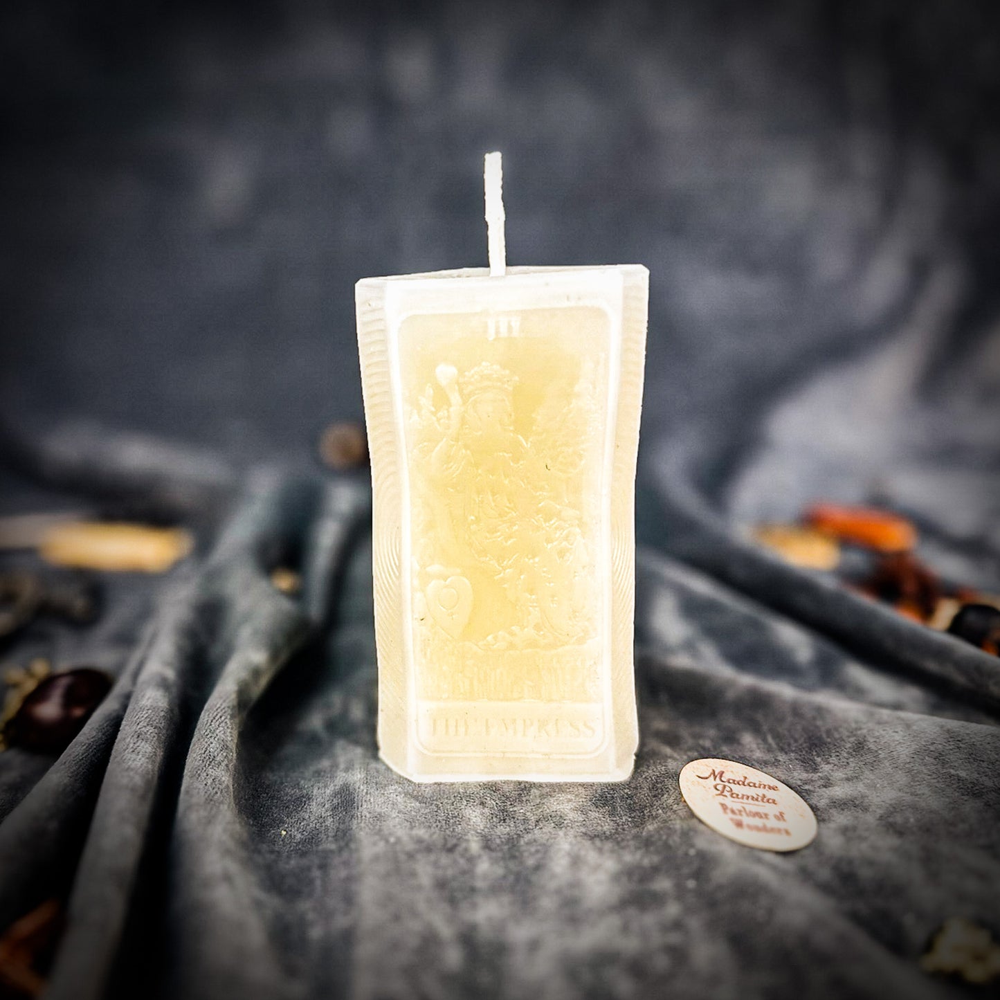 White Empress Tarot Card Candle