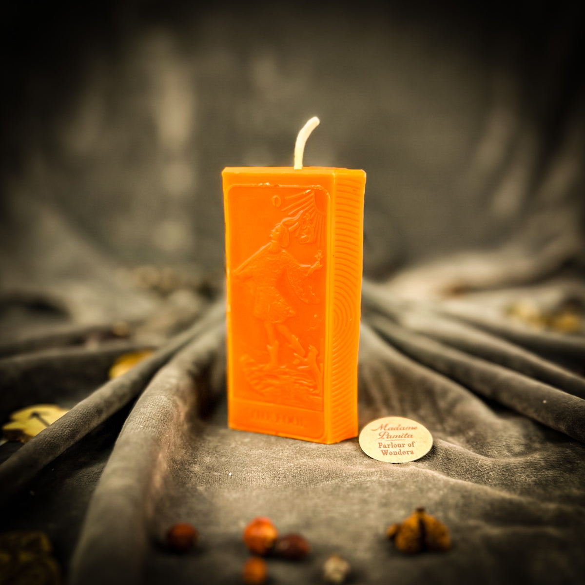Orange Fool Card Candle