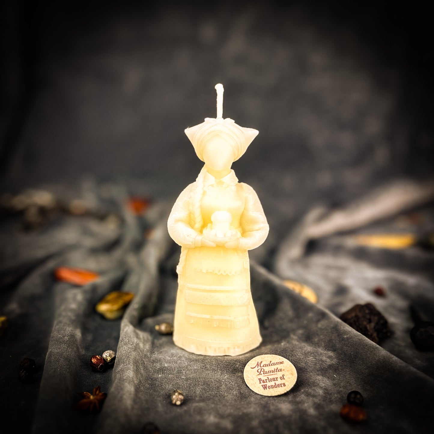 White Beeswax Vidma Witch of Manifestation Spell Candle