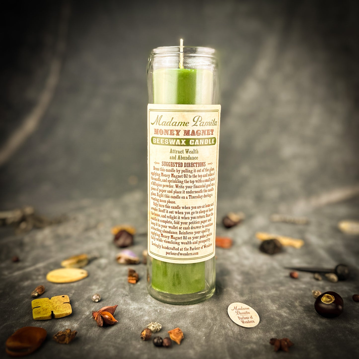 Money Magnet Beeswax Vigil Candle by Madame Pamita - Attract Prosperity & Abundance