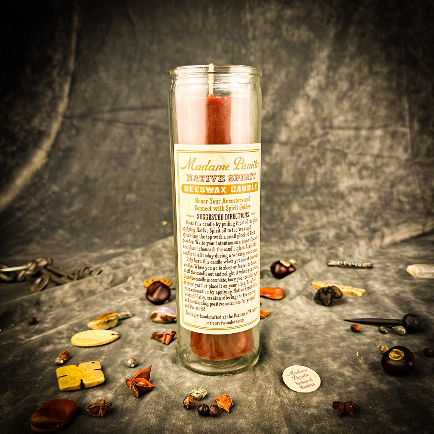 Native Spirit Beeswax Vigil Candle by Madame Pamita - Honor Ancestors & Spirit Guides