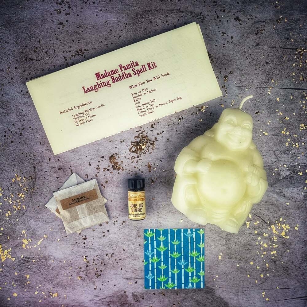 Laughing Buddha Abundance Candle Spell Kit White