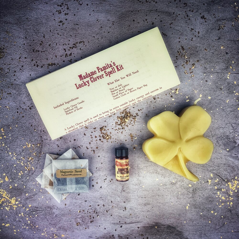 Lucky Clover Candle Spell Kit White