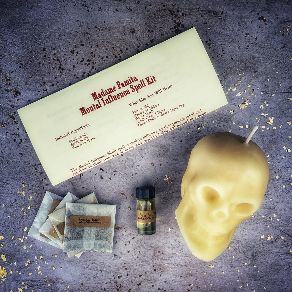 Mental Influence Skull Candle Spell Kit White