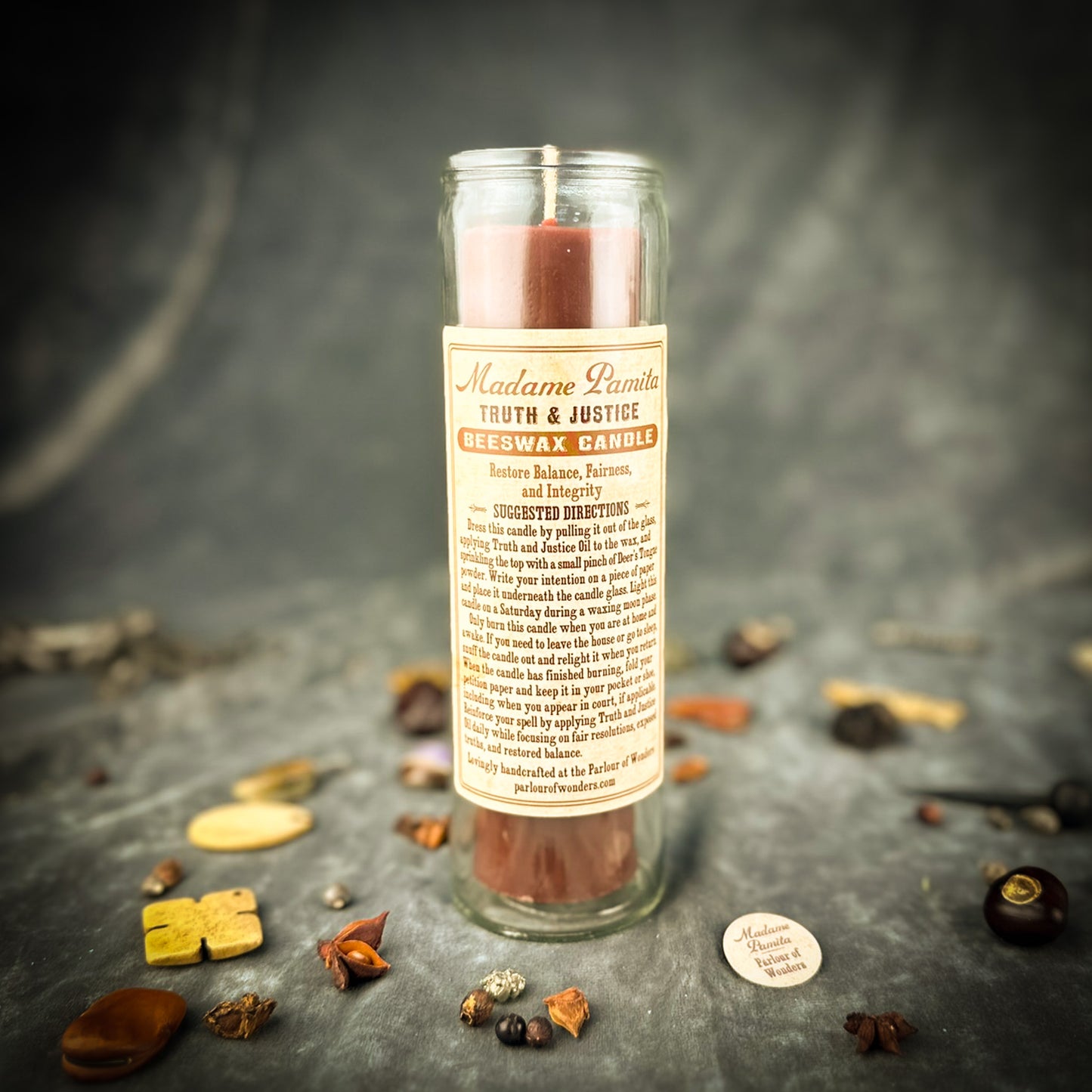 Truth & Justice Beeswax Vigil Candle by Madame Pamita - Court Cases & Fairness