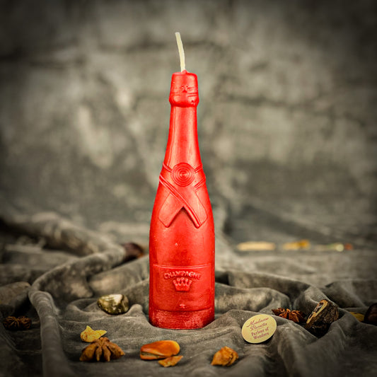 Red Champagne Bottle Candle 