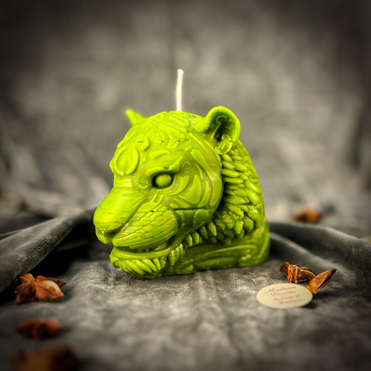 Green Courageous Tiger Candle 