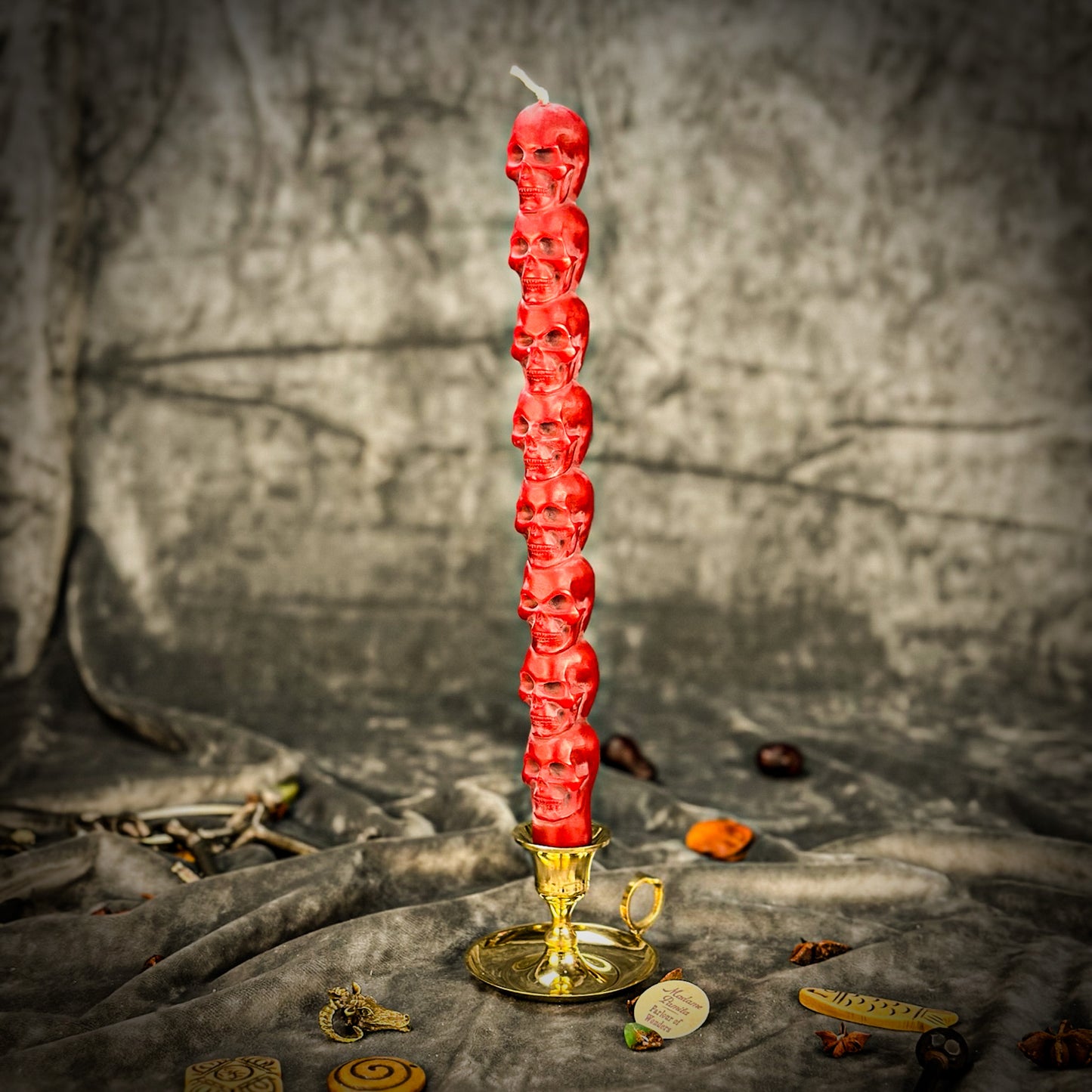 Red Skull Taper Candle