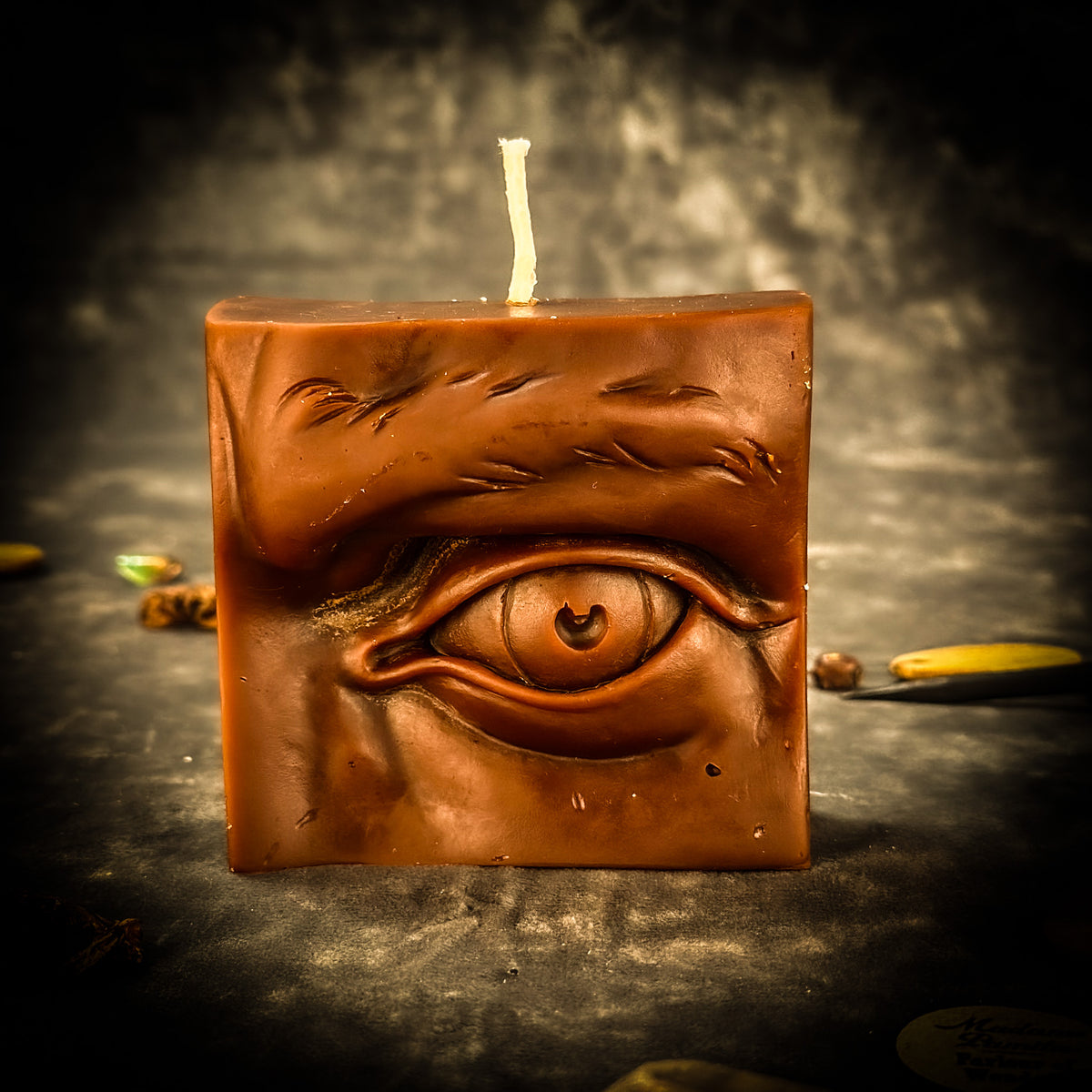 Brown Beeswax Ex-Voto Eye Spell Candle - Vision, Clairvoyance & Being Seen