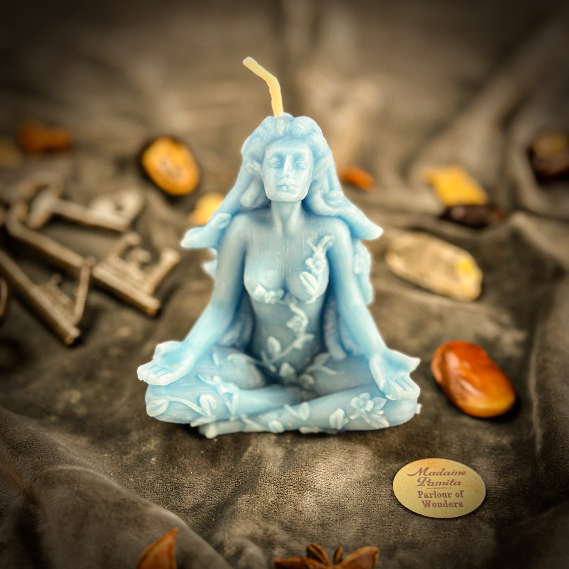 Blue Beeswax Forest Fairy Spell Candle - Nature Spirits, Peace & Enchantment