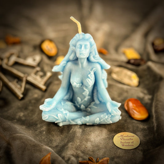 Blue Beeswax Forest Fairy Spell Candle - Nature Spirits, Peace & Enchantment
