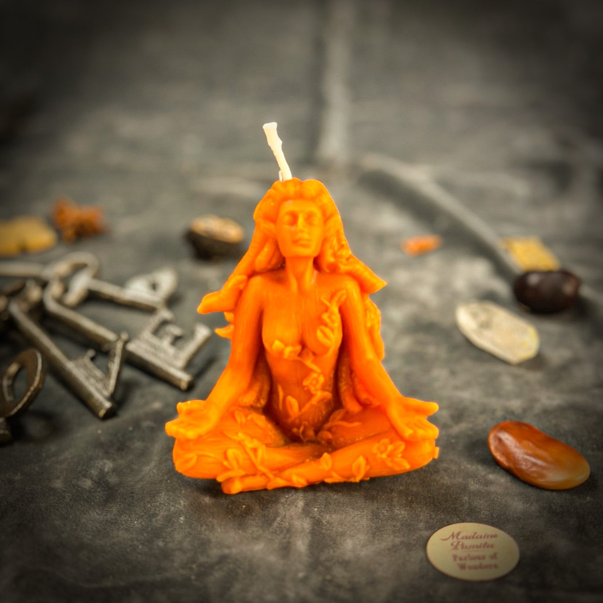 Orange Beeswax Forest Fairy Spell Candle - Nature Spirits, Peace & Enchantment