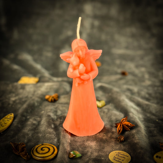 Pink Beeswax Cat Guardian Spirit Spell Candle 
