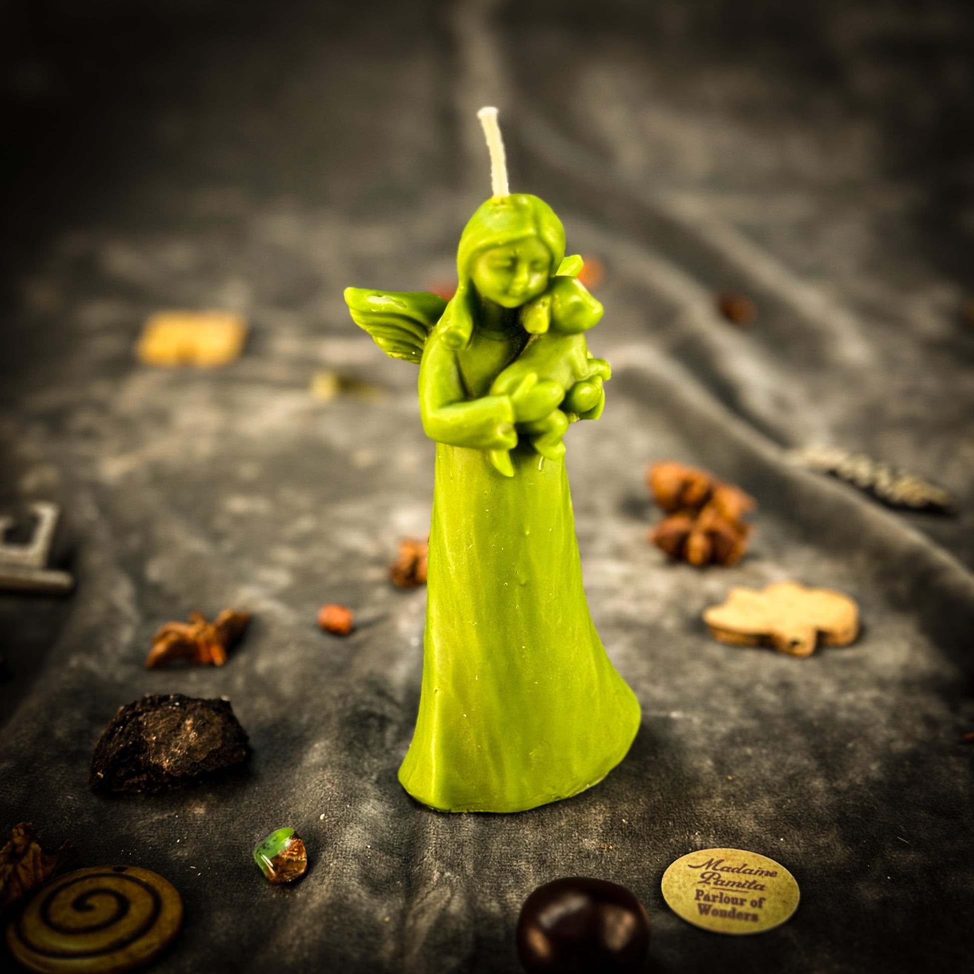 Green Beeswax Dog Guardian Spirit Spell Candle