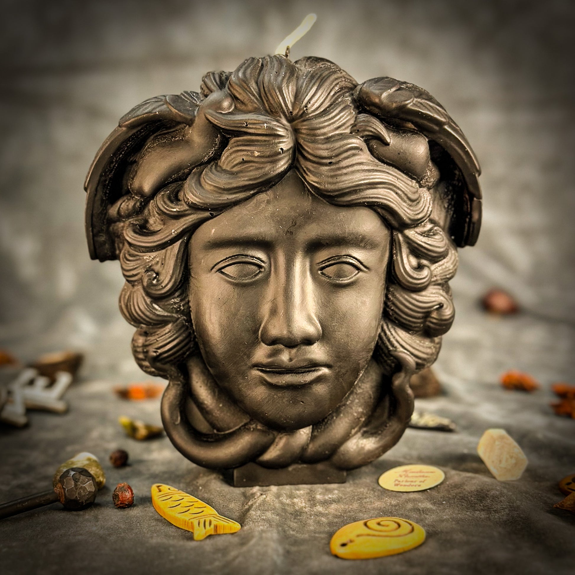 Black Beeswax Magical Medusa Protection Spell Candle