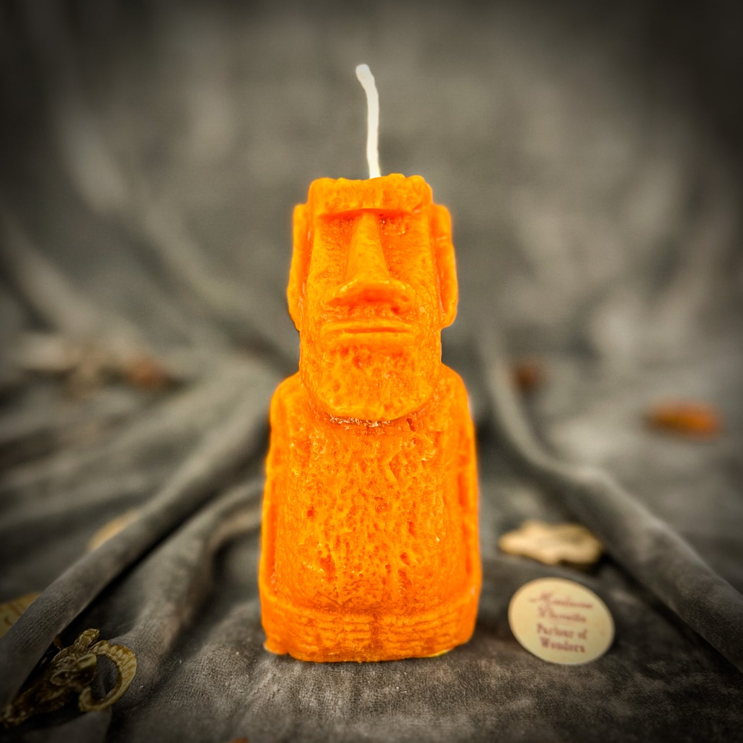Orange Moai Candle 