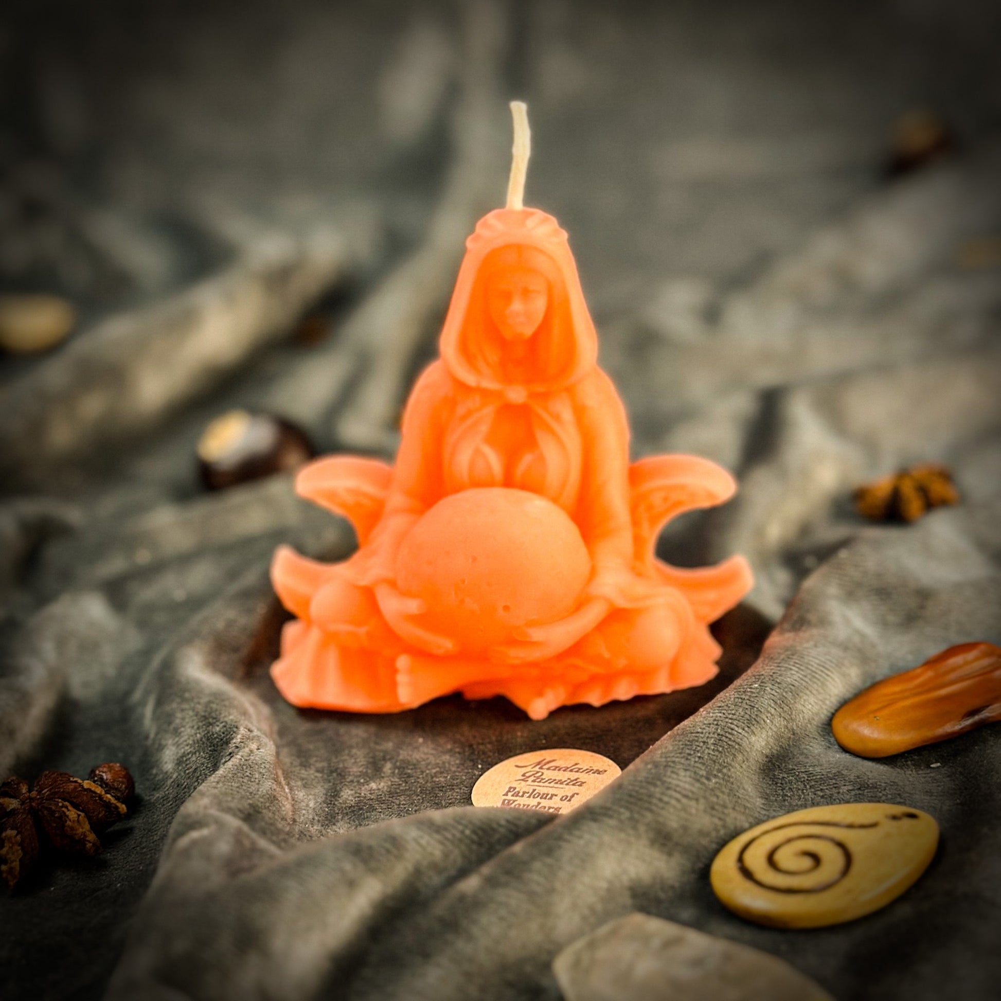 Pink Beeswax Moon Goddess Spell Candle