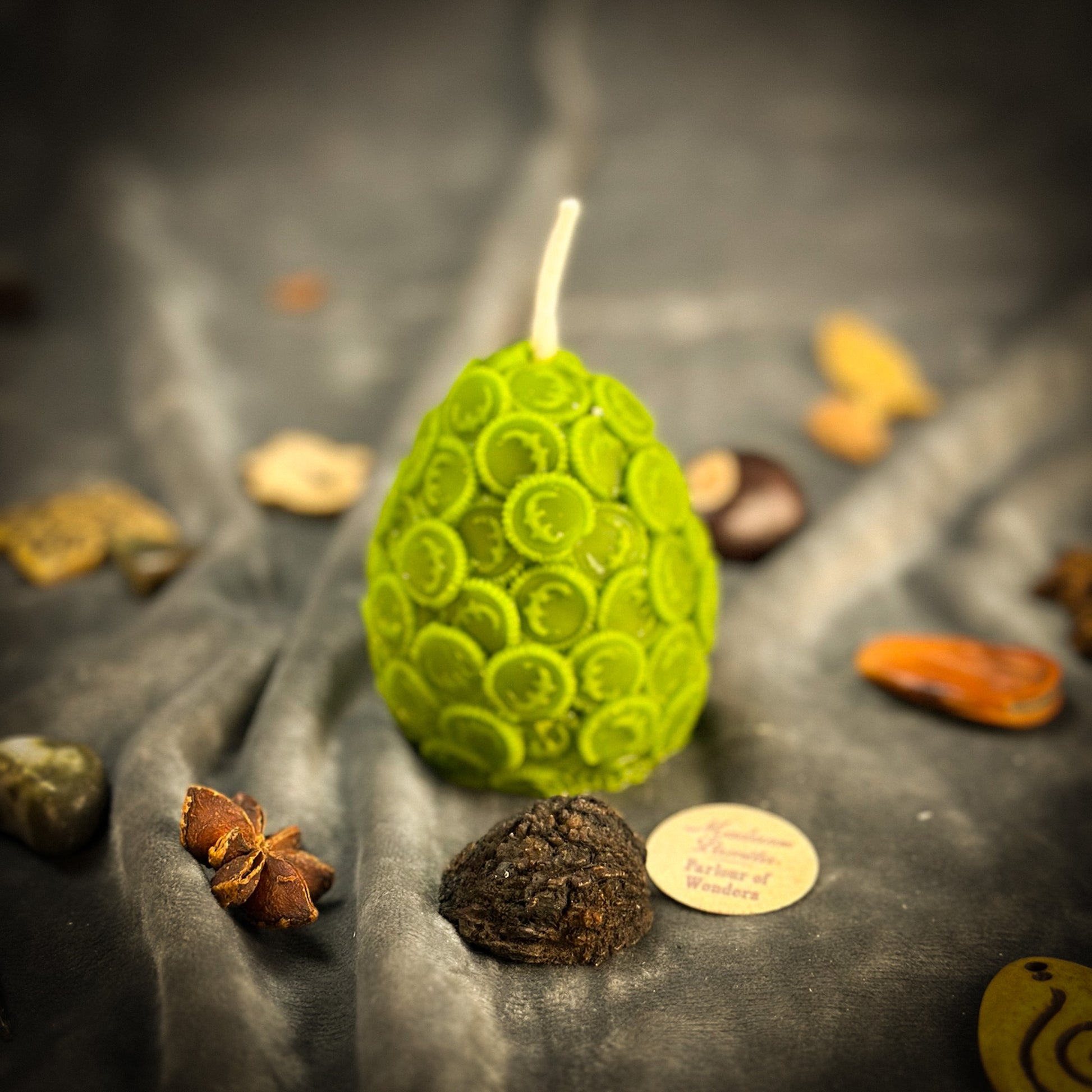 Green Beeswax Nest Egg Spell Candle 