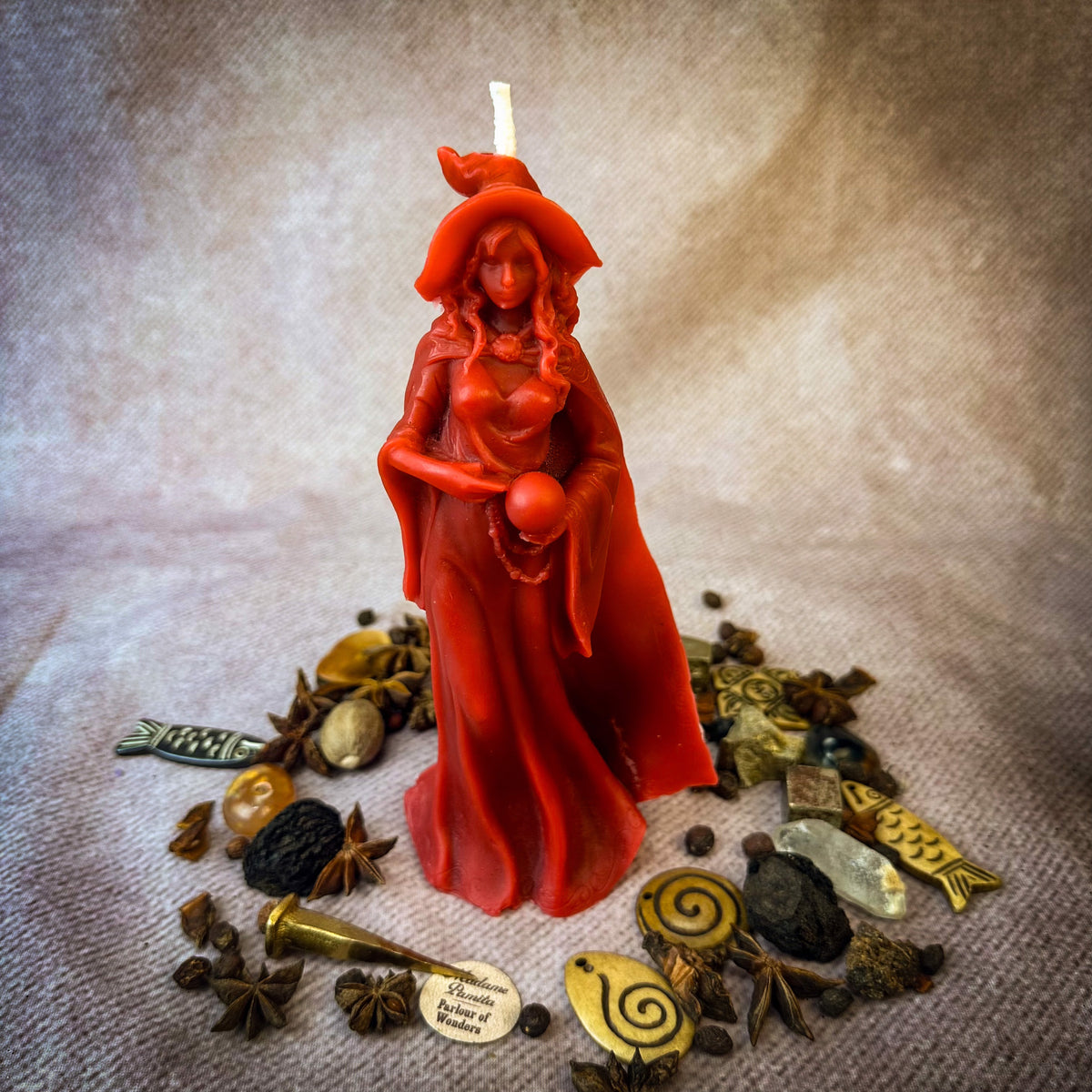 Limited Edition Beeswax Queen of the Witches Spell Candle - Red