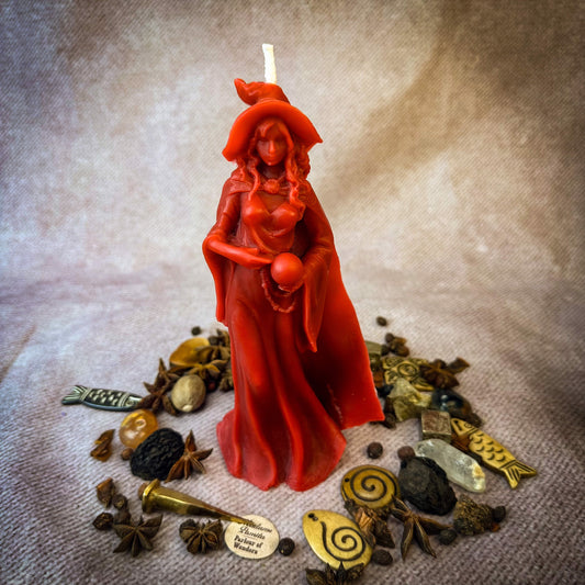 Limited Edition Beeswax Queen of the Witches Spell Candle - Red