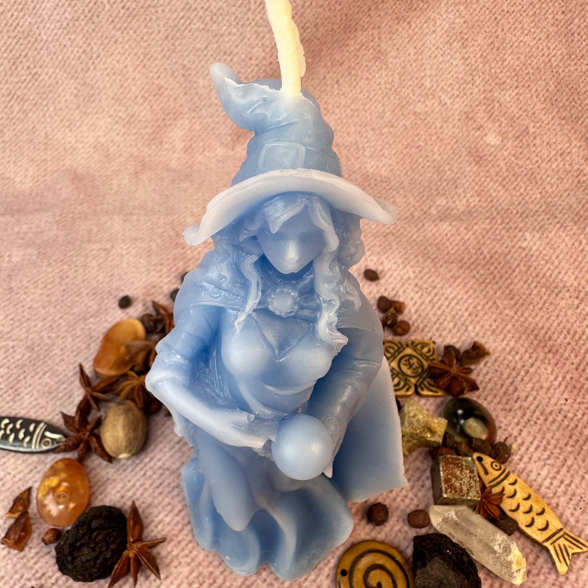 Limited Edition Beeswax Queen of the Witches Spell Candle  - Blue