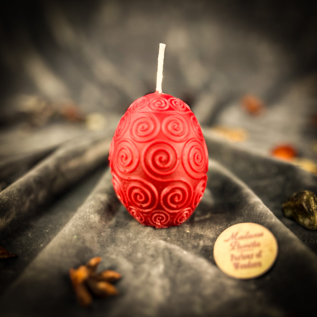 Red Spiral Protection Pysanka Candle