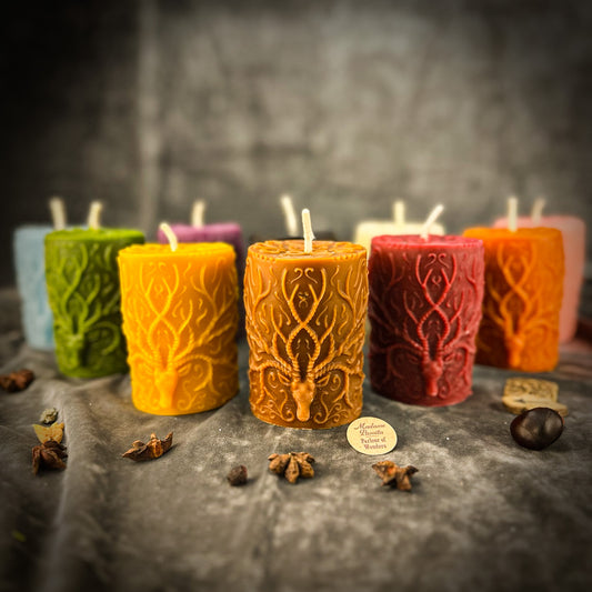 Beeswax Stag of the Quest Pillar Candle