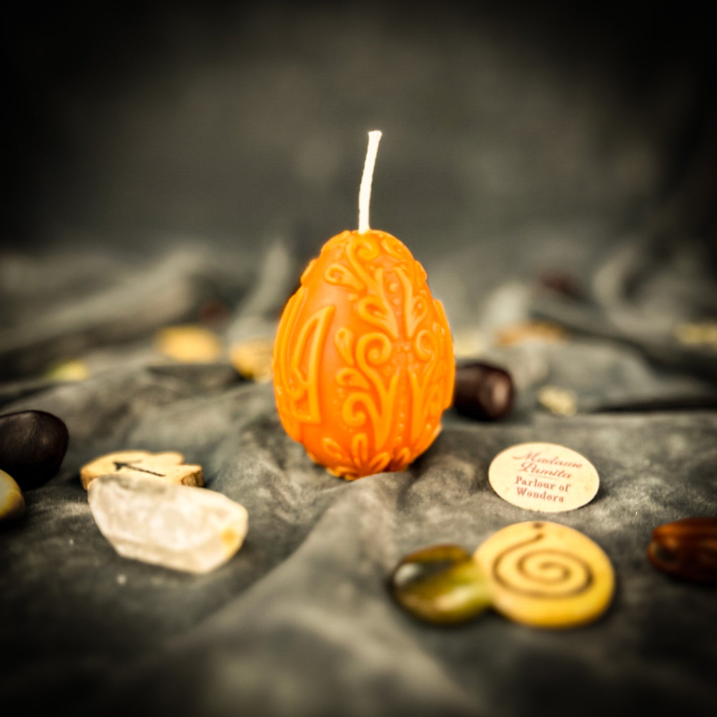 Beeswax Ukrainian Tryzub Pysanka Spell Candle - Protection & Strength