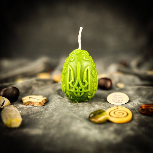 Beeswax Ukrainian Tryzub Pysanka Spell Candle - Protection & Strength