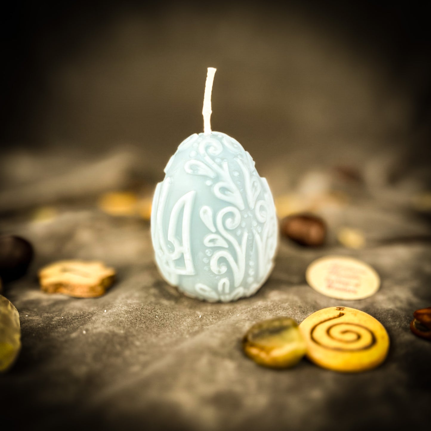 Beeswax Ukrainian Tryzub Pysanka Spell Candle - Protection & Strength