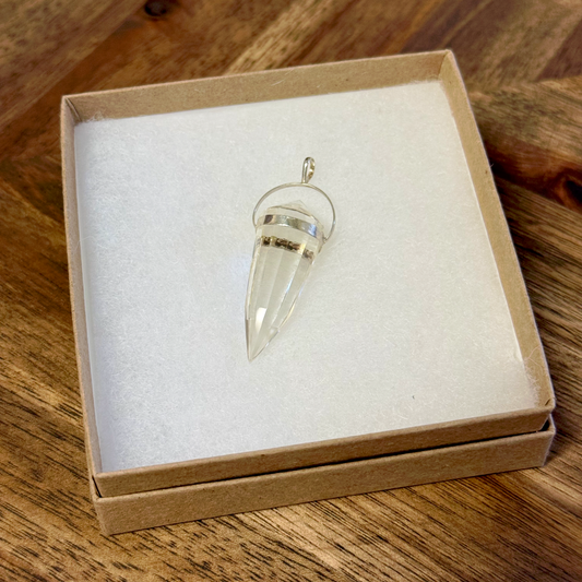 Clear Quartz Vogel Crystal Pendant & 24" Chain