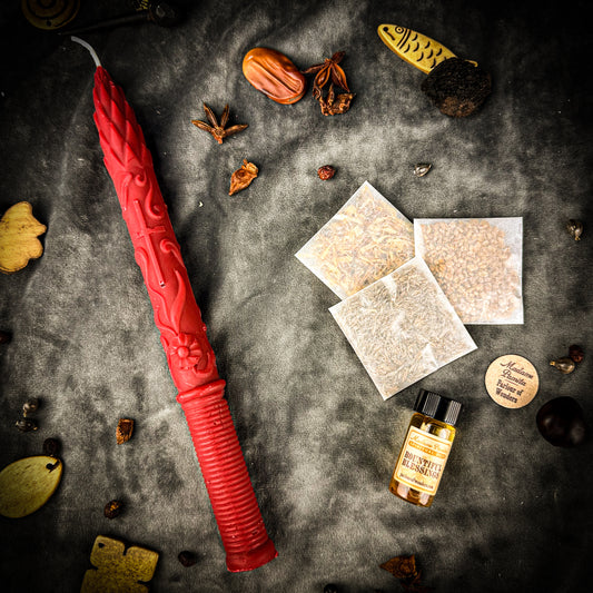 Stritennya Asparagus Candlemas Taper Candle Spell Kit - Renewal & Protection