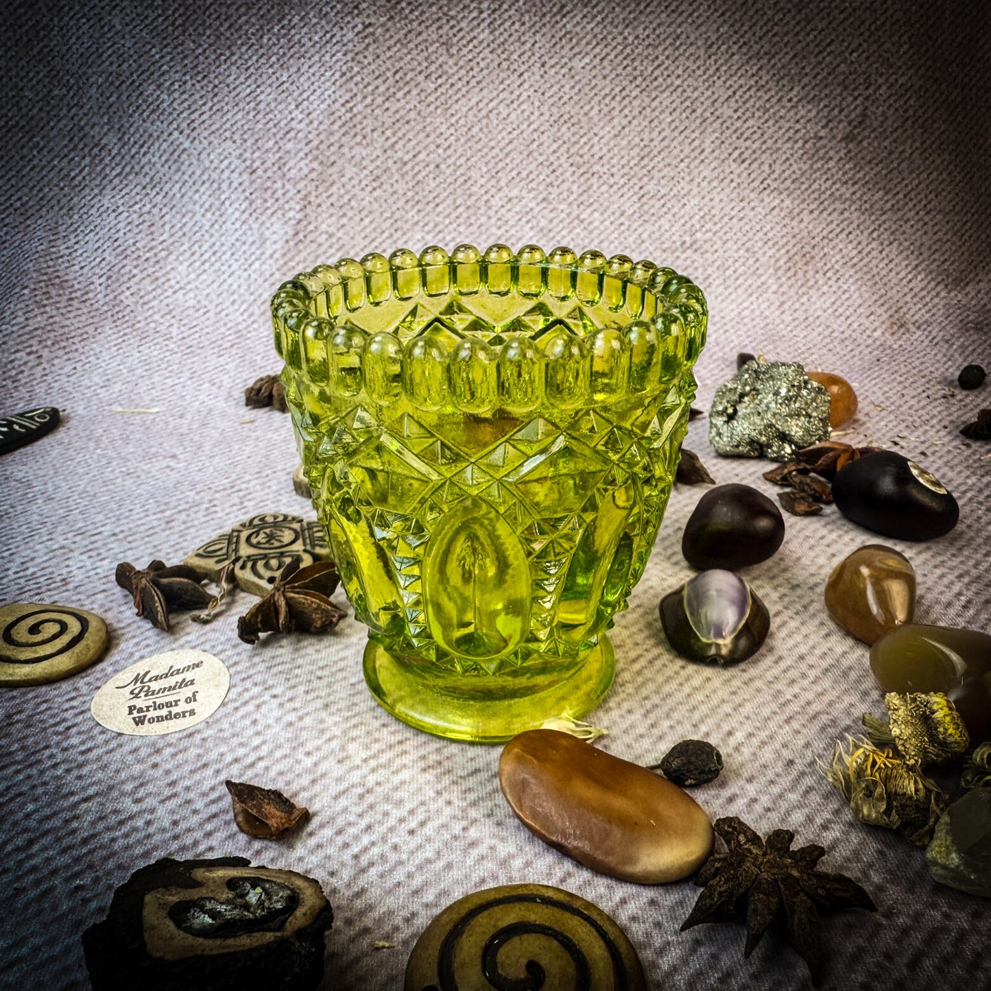 Pressed Glass Votive Candle Holder