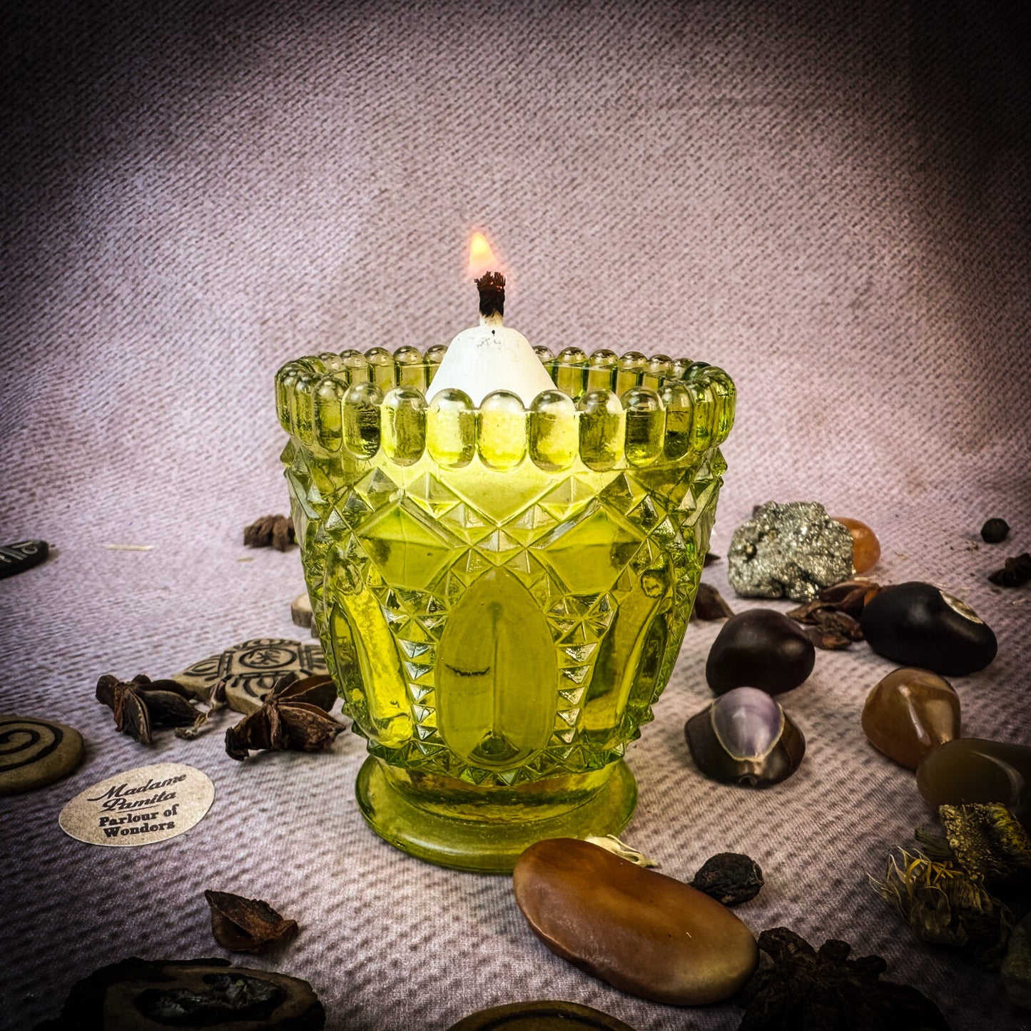 Pressed Glass Votive Candle Holder