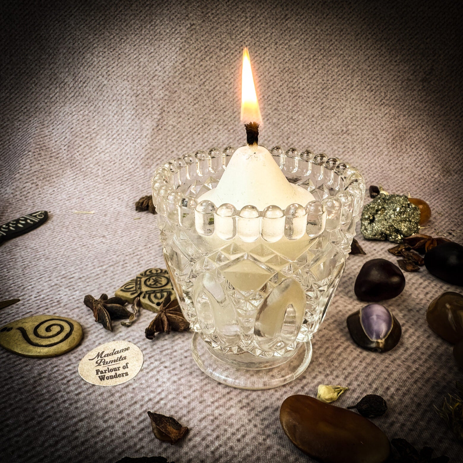 Pressed Glass Votive Candle Holder