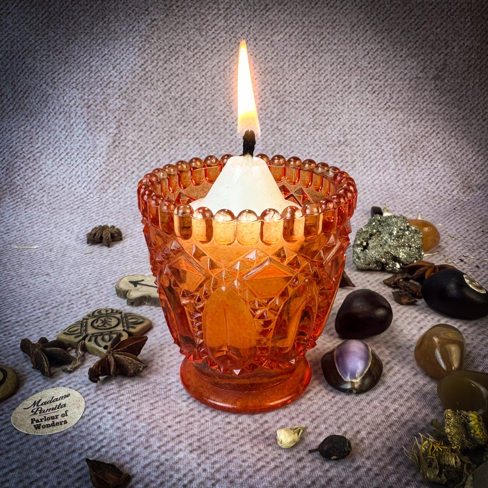 Pressed Glass Votive Candle Holder