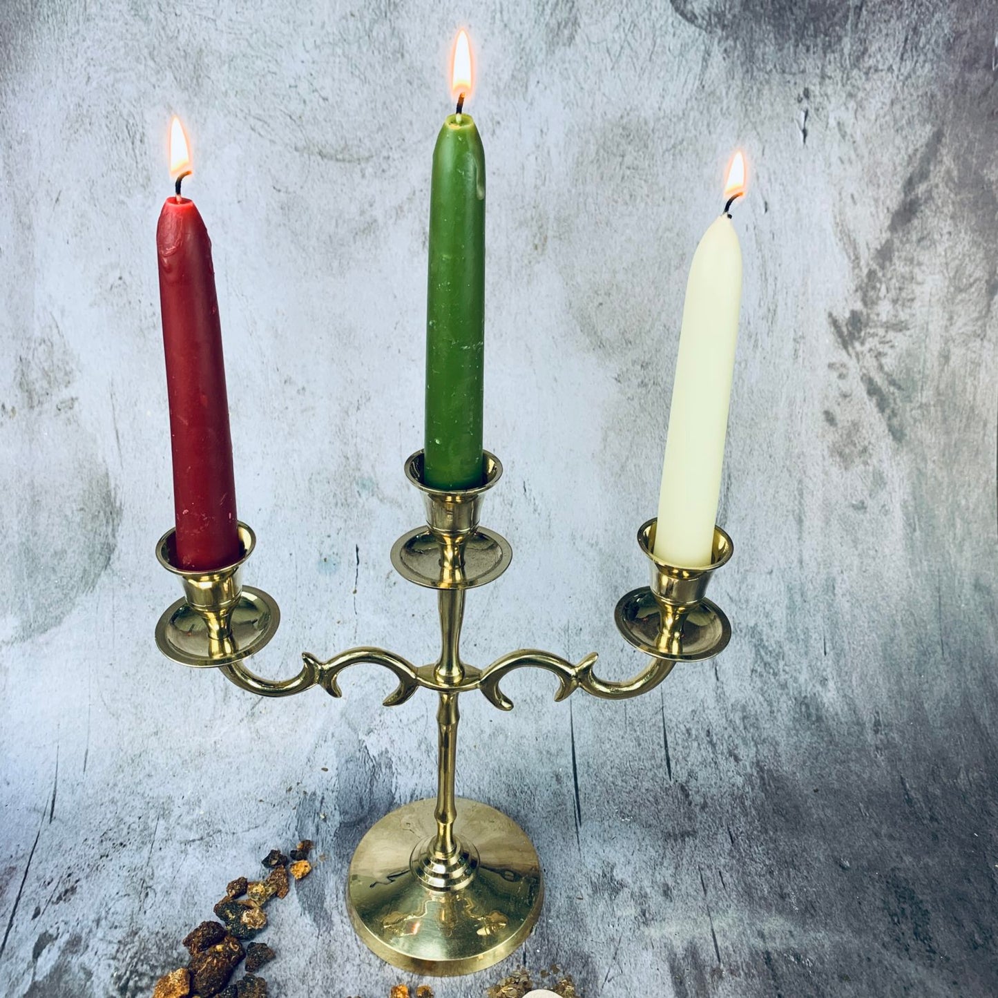 Three Taper Brass Candelabra