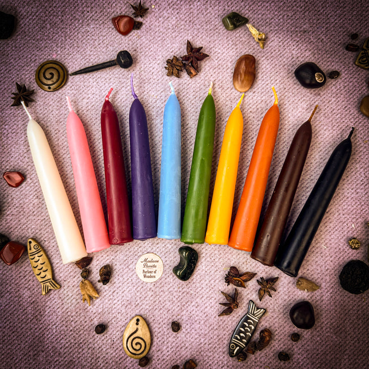 Thick Beeswax Taper Candle for Spells - Hand-Dipped Candle Magic