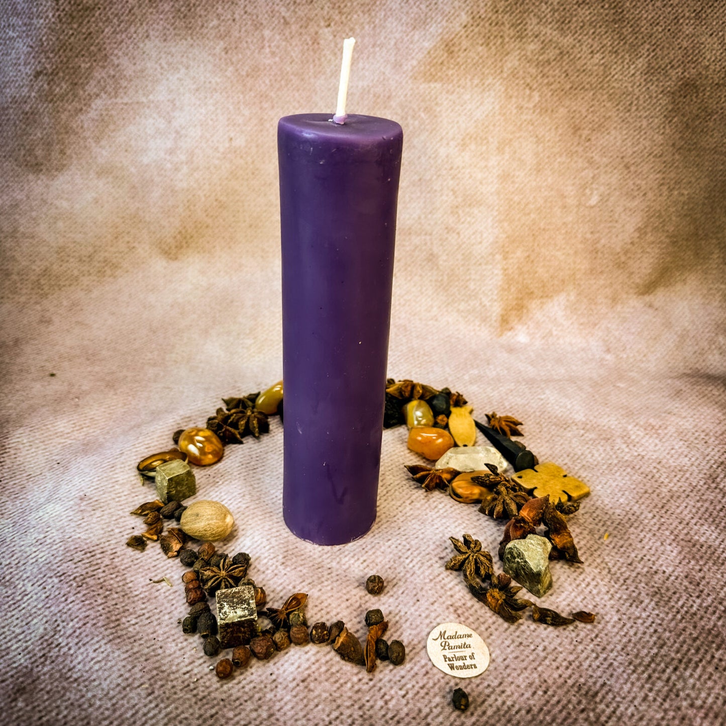 Purple Beeswax Vigil Candle Refill Pull Out