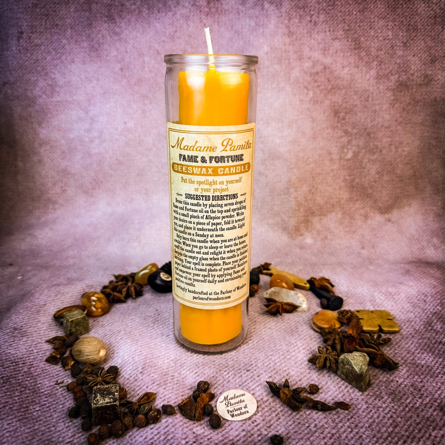 Madame Pamita Fame and Fortune Beeswax Vigil Candle